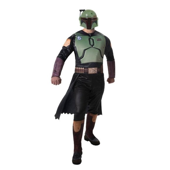 Star Wars The Book Of Boba Fett Mens Costume Padded Jumpsuit Attached Cape 32-34 - Picture 5 of 7